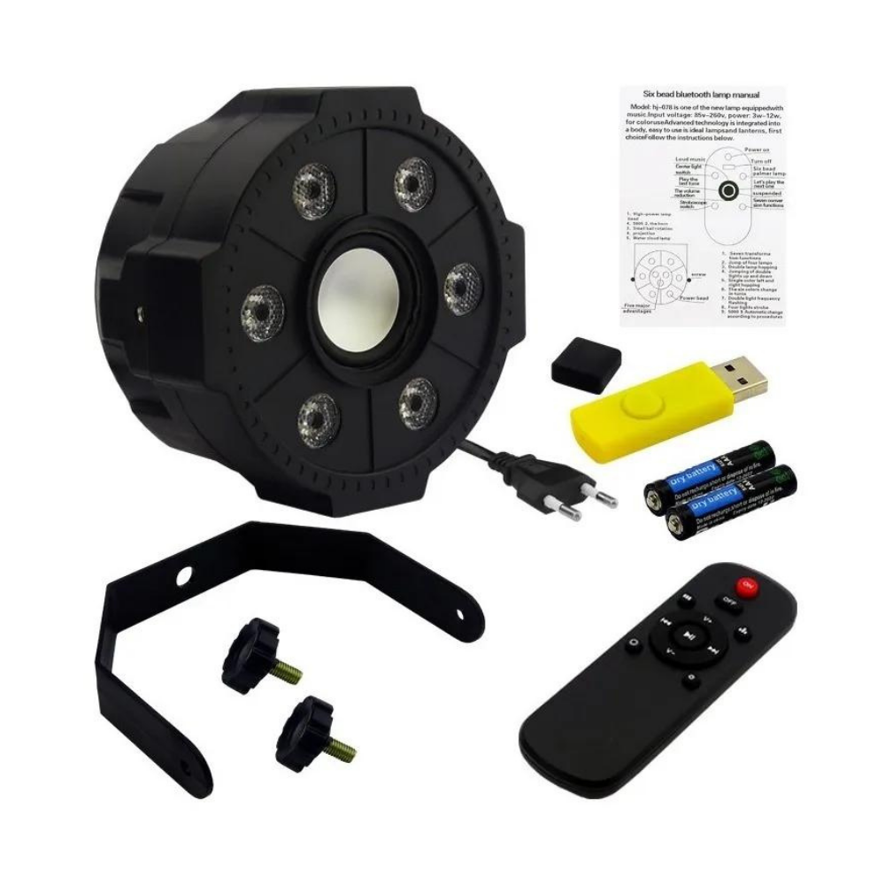 Luz de Disco 6 Led RGB con Parlante Bluetooth